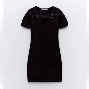 Zara Black Mini Dress with Short Sleeves
